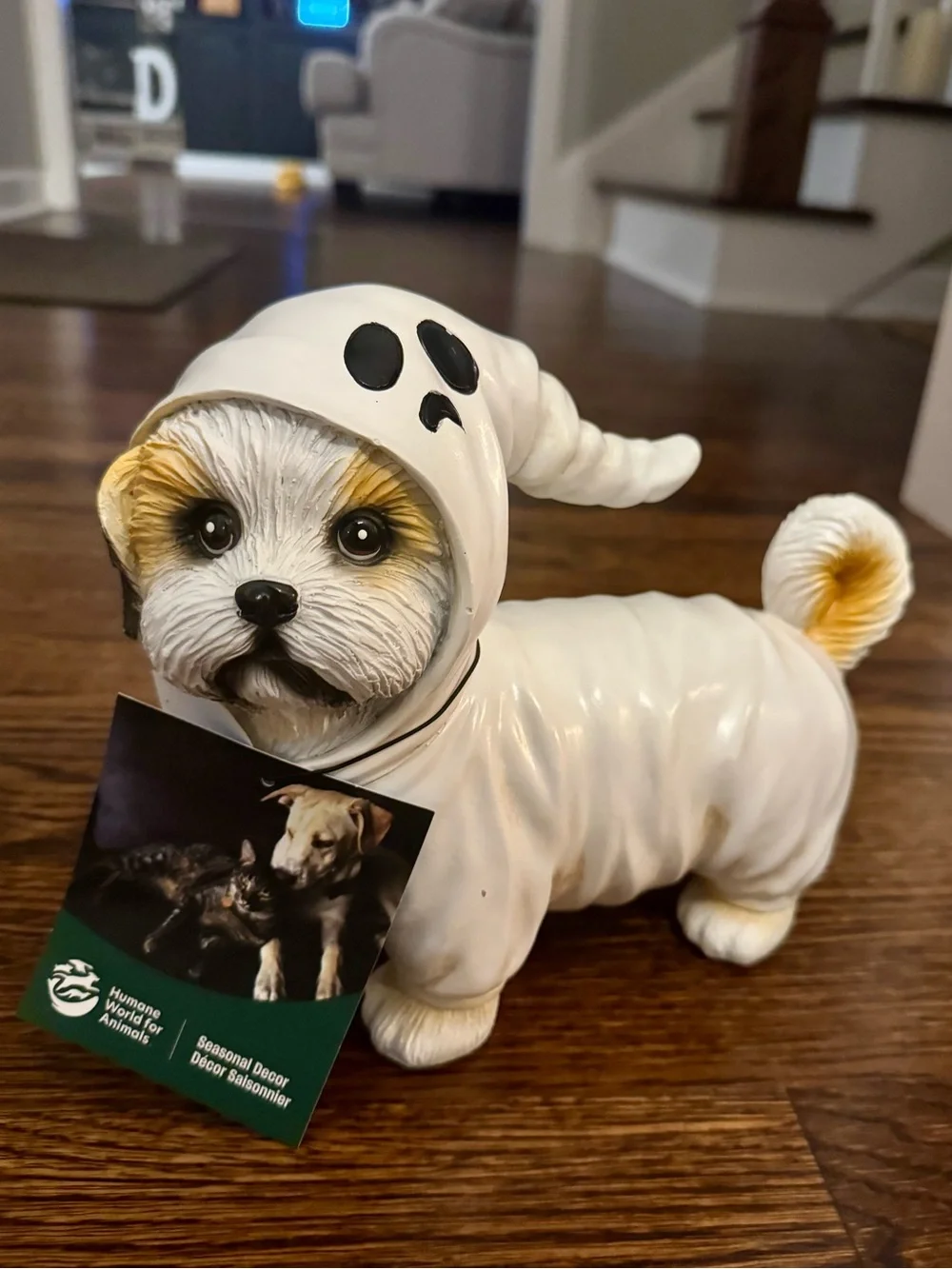 White Ghost Hooded Shitzu Dog Figurine